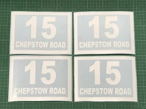 4 x Personalised Wheelie Bin Stickers Decals Waterproof Number Street Dustbin - Picture 1 of 4