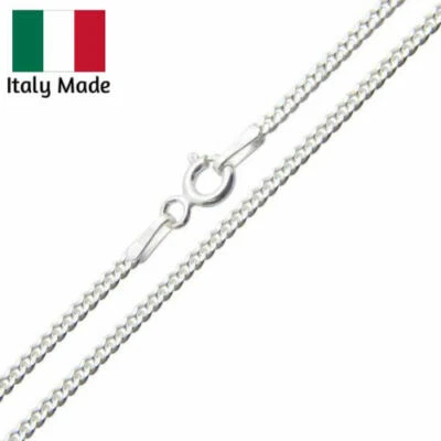S925 Sterling Silver Curb Cuban Men's Women's 1.8MM Chain Necklace 925 Italy  - Image 1 of 4