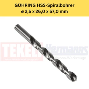 10 Piezas Broca Espiral GÜHRING HSS ø 2,5 x 26,0 x 57,0 mm DIN 338 Tipo RN - Imagen 1 de 1