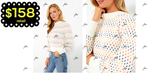 MARINE LAYER SWEATER ALMA PUFF SLEEVE RAINBOW BIRDSEYE SHASTA SKI ARCHIVE M L XL - Picture 1 of 23