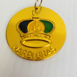 Mardi Gras Medallion With Crown Purple Green Gold New Orleans Lafayette La - Picture 1 of 3