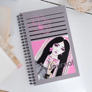 Blue Mood Pink Spiral Notebook Journal Lined Ruled Hardcover Diary for Women - Picture 1 of 1