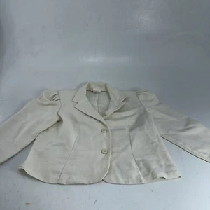 Vintage PBJ Classic Career Textured Cream White Blazer Short Jacket Tag Size 7 - Picture 1 of 13
