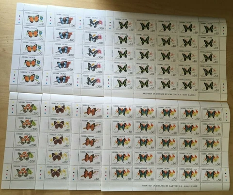 FULL SHEETS Sierra Leone 1991 1397-1404 - Butterflies - Set of Sheets - MNH Cover