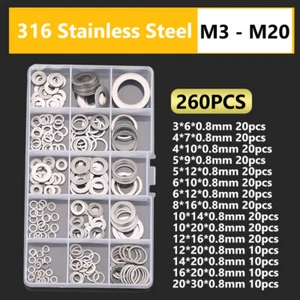 Guarnizione Lavatrice Piatta M3 - M20 Acciaio Inox 316 A4 Rondella Tonda Spessore 0,8mm - Foto 1 di 8