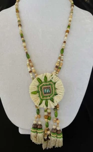 Collar de cuentas de material mixto colgante largo estilo bohemio tribal CHICO'S - Imagen 1 de 3