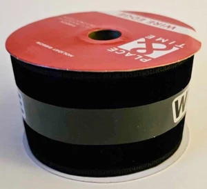 Black Velvet Wired Edges Ribbon 2.5"  Joann Fabrics HV-3 Crafting Home Decor - Picture 1 of 5