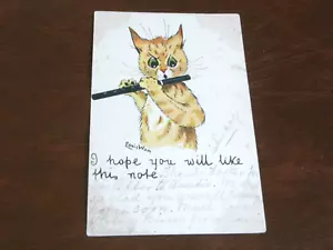 ORIGINAL LOUIS WAIN SIGNED ANTHROPOMORPHIC CAT POSTCARD - LIKE THIS NOTE. - Picture 1 of 2
