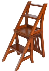 Bibliothekstuhl Treppenstuhl Leiterstuhl Stuhlleiter Treppenhochstuhl Trittstuhl - Bild 1 von 5