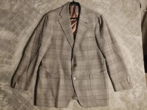 GABO NAPOLI Plaid Wool Tweed Blazer Sport Coat Jacket Men's 58 Drop 7 Brown - Picture 1 of 8