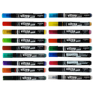 Pebeo VITREA 160 Glass Paint Marker Pens, Permanent Oven-Fix Colour