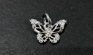 Brass Micro Pave Cubic Zirconia Charm, Jump Ring, Butterfly 1, 8x12x2mm, 1 pce - Foto 1 di 1