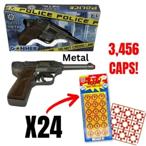 Die Cast Metal Police Luger Pistol Cap Gun + 3456 caps - Pretend Play 22cm - Picture 1 of 4