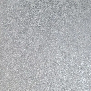 Faux Mica vermiculite stone wallpaper gray silver metallic Victorian damask 3D - Picture 1 of 12