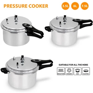 3/6/7 Litre Home Dual Handle aluminum Pressure Cooker Kitchen Catering Cookware - Picture 1 of 24