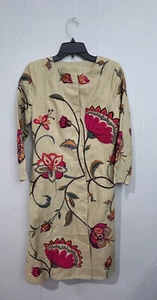Anthropologie PLENTY BY TRACY REESE Size 8 Linen floral knee length Jacket coat - Picture 1 of 6