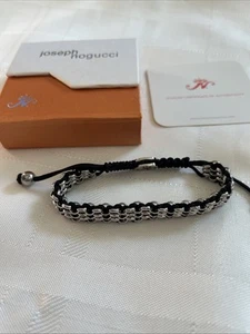 NOGU Joseph Nogucci Bracciale Macramè Nero Argento Scatola Tessuto Regolabile - Foto 1 di 4