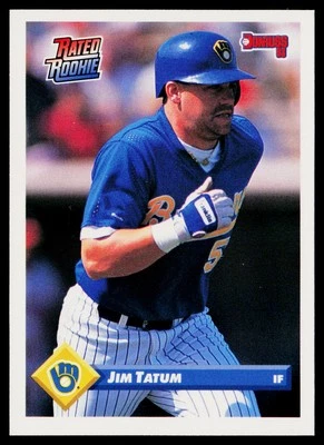 1993 Donruss #341 Jim Tatum Milwaukee Brewers Rookie - Image 1 of 2