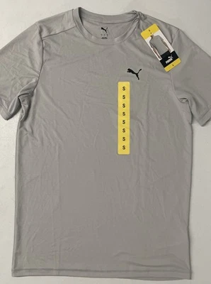 NEW PUMA Men's Lightweight Crew Active Tee T-Shirt Short Sleeve Logo GRAY SMALL - Image 1 of 4