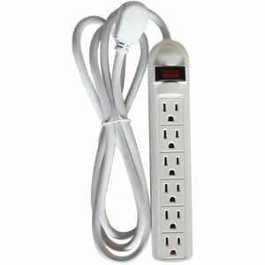 Compucessory Power Strip 6 Outlet Built-in Circuit Breaker 6' Cord Gray 55155 - Picture 1 of 1
