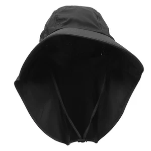 Wide Brim Black Foldable Sun Hat For Women Polyester Beach Cap - Picture 1 of 12