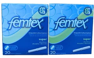 Femtex Super absorbency up to 8hrs of Protection, 2 boxes 40 tampons - Picture 1 of 9