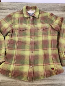Woolrich Chore Mantel Flanelljacke Damen klein grün kariert Fleece gefüttert - Bild 1 von 9