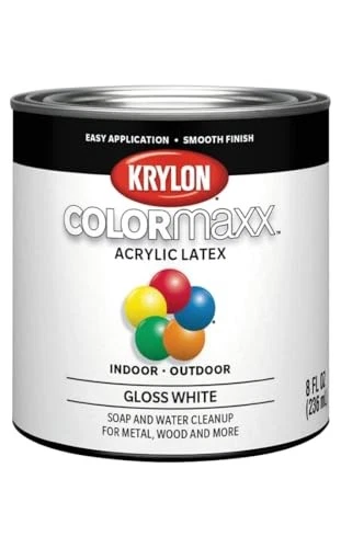 Krylon COLORmaxx Acrylic Latex Brush On Paint Gloss White 8 Fl Oz Pack of 1 - Image 1 of 4