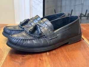 Giorgio Brutini Mens Size 9.5 Black Leather Kiltie Tassel Loafer Dress Shoe - Picture 1 of 11