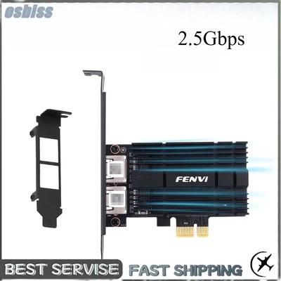 For Intel I226 Ethernet Card Dual RJ45 LAN Port 2.5Gbps PCIE Gigabit  Adapter - Image 1 of 4