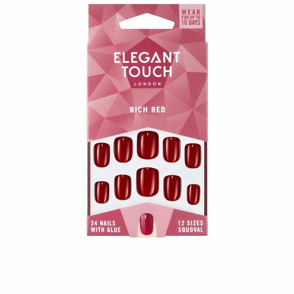 Falsche Nägel Elegant Touch Polished Colour Abgerundet Rich Red [24 uds] - Bild 1 von 1