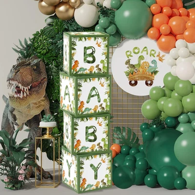 Dinosaur Baby Shower Decorations Box - Green Jungle Dinosaur Baby Boxes for Boys - Image 1 of 4