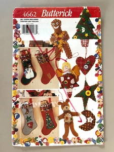 1990's Butterick Christmas Button Stockings & Ornaments Pattern 4662 UNCUT - Picture 1 of 2