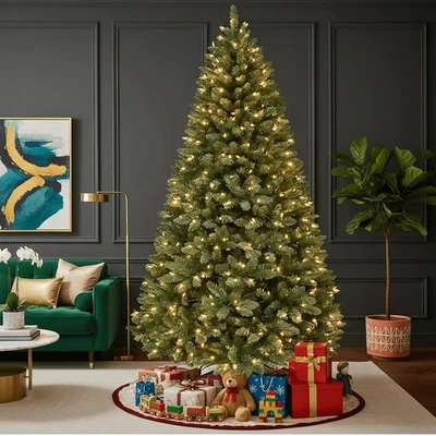 Christmas Trees 9ft Prelit,600 Warm White&Color LED Changing Lights - Image 1 of 4