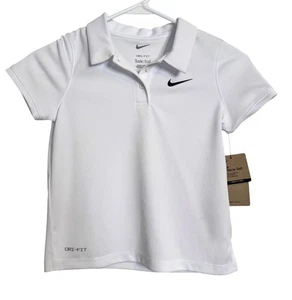 Nike Dri Fit White Girls Polo Shirt Size 6X Sport NWT - Picture 1 of 6