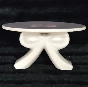 White Bow Base Cake Stand Pedestal 11x6 Ceramic Holidays Party Wedding Baby GLAM - Picture 1 of 13
