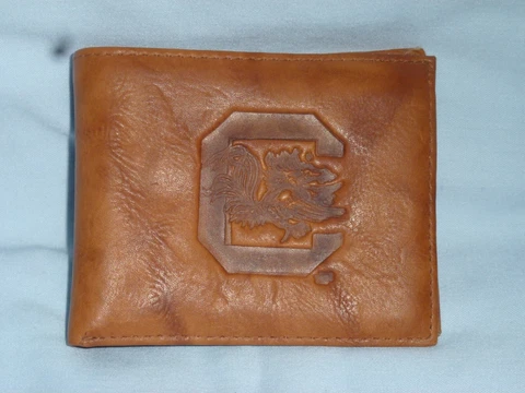 SOUTH CAROLINA GAMECOCKS   Leather BiFold Wallet    NEW    brown 4  dark logo Cover