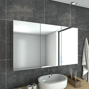 Bathroom Mirror Cabinet Stainless Steel Wall Mounted Storage Cupboard 900-1200mm - Picture 1 of 24