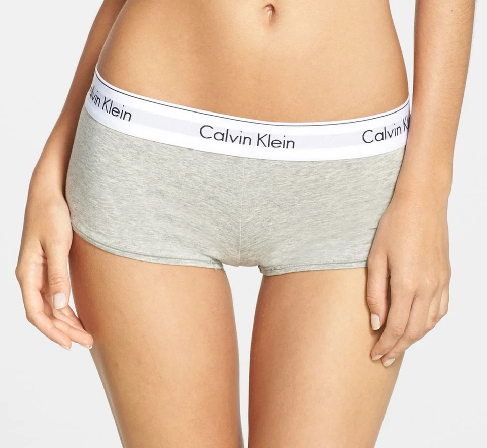 Calvin Klein F3788 Modern Cotton Boyshort Panty S Grey Heather