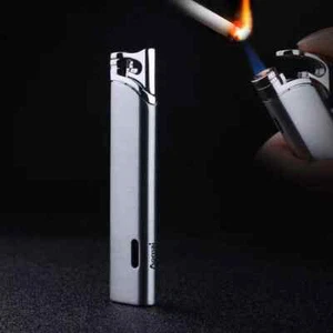 Ultra-thin Metal Butane Gas Outdoor Windproof Inflatable Portable Torch Lighter - Picture 1 of 29