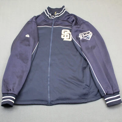 Vintage San Diego Padres Jacket XXL Blue Track Majestic Full Zip Fleece Lined - Image 1 of 4