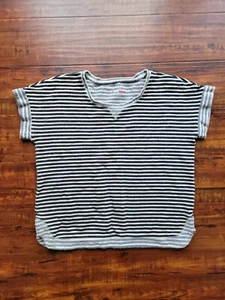 Style & Co Sport The Essential Sweatshirt Woman's Size Medium Grey Stripped - Picture 1 of 5