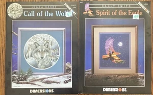 Eagle & Wolf cross stitch patterns leaflets Lot 2 dimensions Native American - Picture 1 of 1