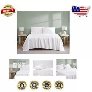 Queen 4-Piece Organic Cotton Sheet Set with Deep Pockets - Arctic White Comfort - Picture 1 of 11
