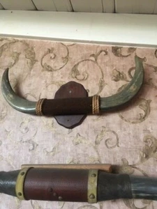 Buffalo horns wall decor hanging 2 pieces good condition - Picture 1 of 6