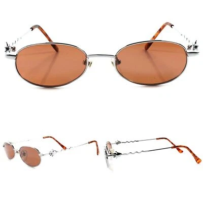 Hombres Mujeres Redondas Verdaderas De Colección Antiguas Stock Funky Divertidas Ovaladas Plateadas Gafas de Sol Foto 1 de 4