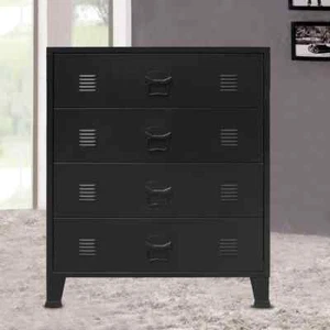 Chest of Drawers Metal Industrial Style 30.7"x15.7"x36.6" Black vidaXL - Picture 1 of 11