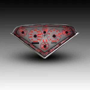 1955-1959 Chevy Truck Analog Gauge Panel White Faceplate Backlit Red LED's  - Picture 1 of 12