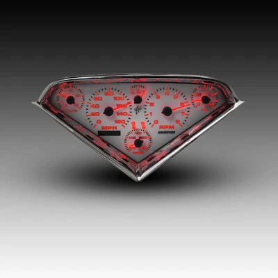 Panel de calibre analógico para camioneta Chevy 1955-1959 placa frontal blanca retroiluminada LED rojos  Foto 1 de 4