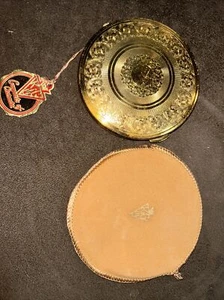 KIGU Vintage 1970s Brass Plated Convertible Powder Compact Sifter Puff Box Pouch - Picture 1 of 6